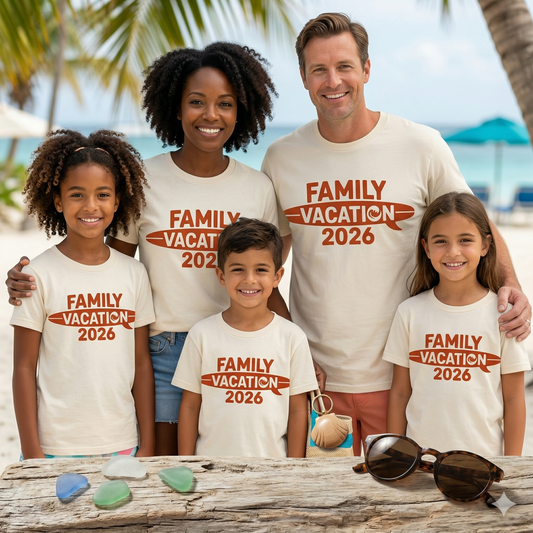 Custom Family Vacation 2026 Shirt, Retro Surfboard Beach Trip Tee, Personalized Matching Family Summer Shirts, Surf Style 2026 Cruise Shirt