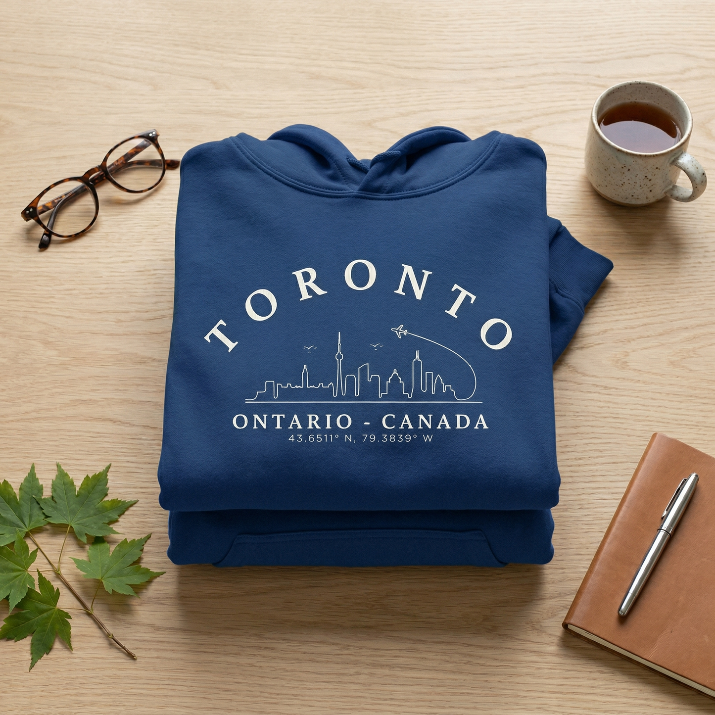 Custom Toronto Skyline Hoodie | Personalized Coordinates Sweatshirt | Line Art Cityscape Sweater | Ontario Travel Souvenir Gift