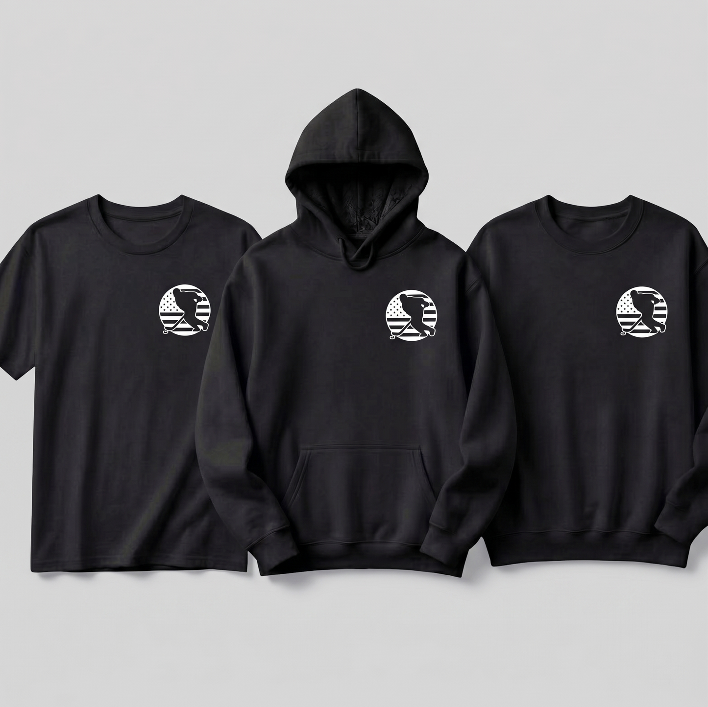 Custom USA Hockey Silhouette Hoodie, American Flag Hockey Sweatshirt & T-Shirt | Personalized Hockey Team Apparel