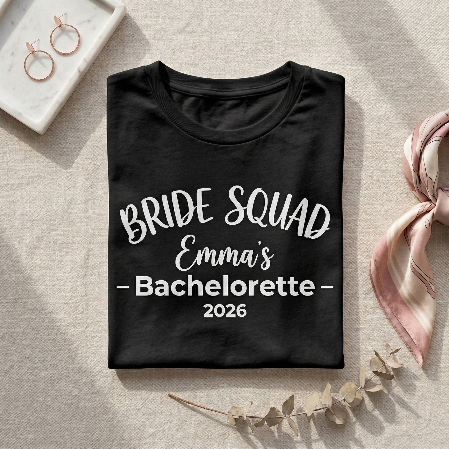 Custom Bride Squad T-Shirt, Personalized Bachelorette Party Shirts, Emma's Bachelorette, Bridesmaid Gift Idea, Matching Wedding Party Shirts