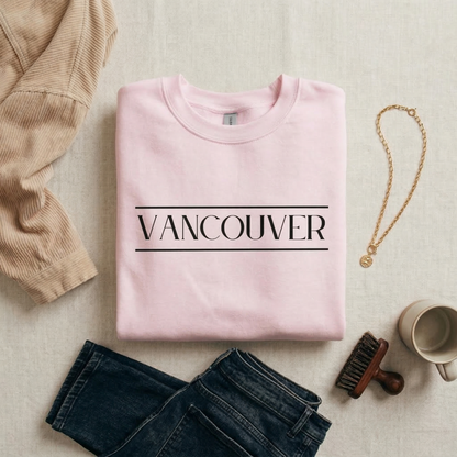Minimalist Vancouver Sweatshirt | Elegant Vancouver BC Crewneck | White Serif Font City Jumper | Aesthetic British Columbia Canada Gift | Modern Vancouver Souvenir