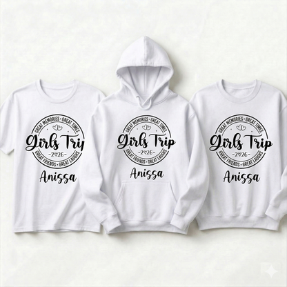 Custom Girls Trip 2026 Shirt, Personalized Girls Weekend Tee, Matching Group Vacation Shirts, Bachelorette Trip Apparel