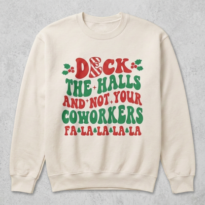 Retro Christmas T-Shirt – Deck The Halls Not Coworkers Holiday Tee