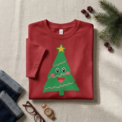 Kids Christmas Tree Shirt | Red Holiday Toddler Tee, Festive Winter Outfit