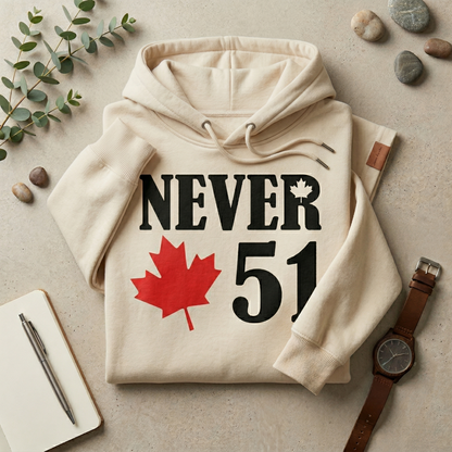 Custom Never 51 Canadian Hoodie - Personalized Canada Maple Leaf Sweatshirt - Retro Style Canada Pullover - Custom Year Canadian Souvenir