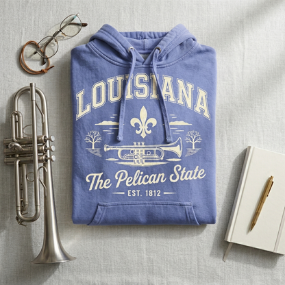 Custom Louisiana Hoodie - Vintage Pelican State Sweatshirt - Retro LA 1812 Est. Pullover - Personalized Louisiana Gift