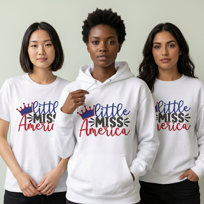 Custom Little Miss America Shirt, Personalized Fourth of July Kids Hoodie, Retro Patriotic Youth Sweatshirt, 4th of July Toddler Outfit