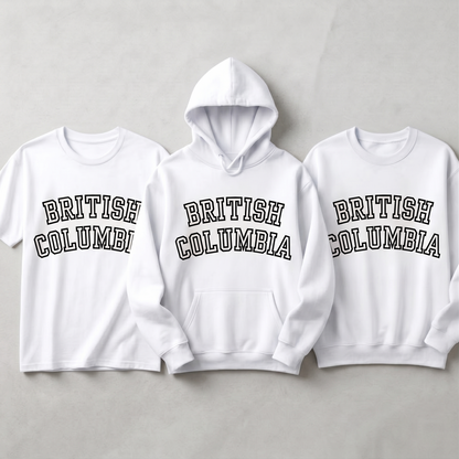 Custom British Columbia Varsity Hoodie | Personalized  Sweatshirt | Collegiate Style British Columbia T-Shirt | Unisex Minimalist Apparelie