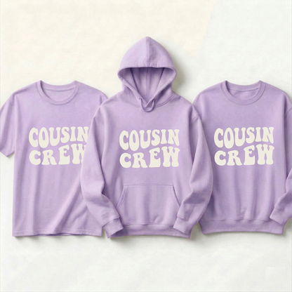 Custom Cousin Crew Shirt, Retro Wavy Cousin Hoodie, Matching Family Vacation Sweatshirt, Personalized Family Reunion Gift