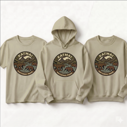 Custom Katmai National Park Shirt, Vintage Alaska Bear Hoodie, Personalized Nature Lover Sweatshirt, Retro Outdoor Adventure Apparel