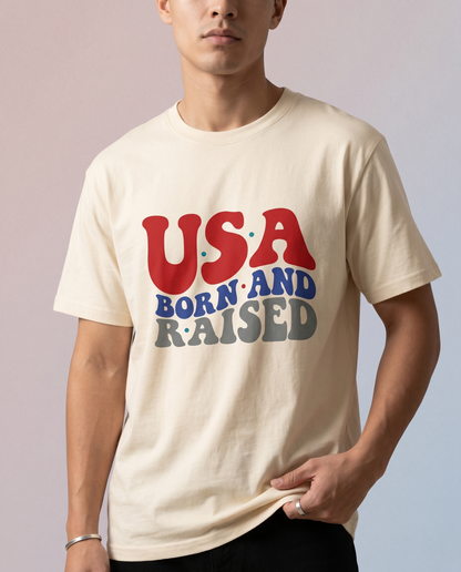 USA Born and Raised Shirt, Custom Retro 4th of July Hoodie, Personalized Patriotic Sweatshirt, American Pride Gift, Vintage Style USA Tee