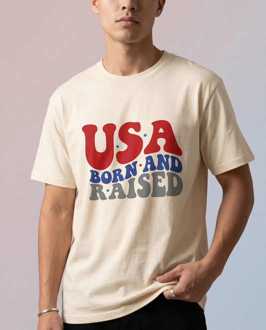 USA Born and Raised Shirt, Custom Retro 4th of July Hoodie, Personalized Patriotic Sweatshirt, American Pride Gift, Vintage Style USA Tee