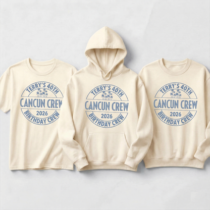 Custom Birthday Cancun Trip Shirt, Personalized Birthday Crew Tee, Cancun 2026 Vacation Shirts, Matching Beach Birthday Squad