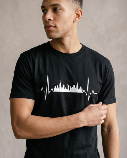 Custom City Skyline Heartbeat Hoodie, Personalized Sweatshirt, Minimalist City Silhouette Shirt, Travel Lover Gift, Any City Skyline Tee