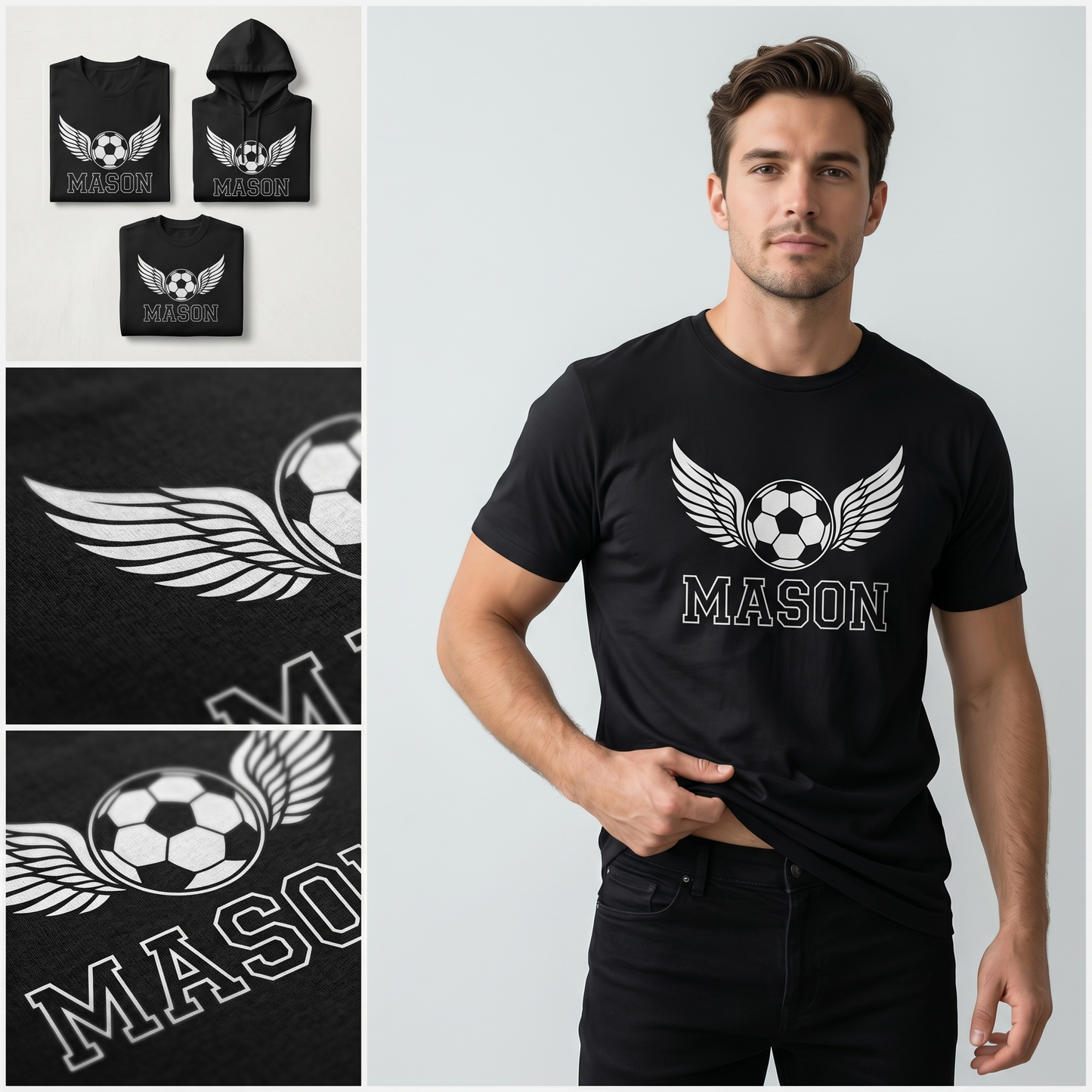 Custom Soccer Shirt with Name, Personalized Flying Soccer Ball Hoodie, Custom Kids Soccer Sweatshirt, Team Sports Apparel, Soccer Boy Gift