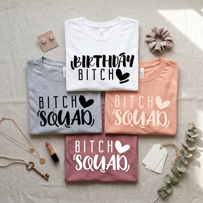 Matching Birthday Bitch Shirts, Custom Birthday Squad T-Shirt Set, Personalized Bachelorette Party Tees, Girls Trip Outfits, Group Hoodies