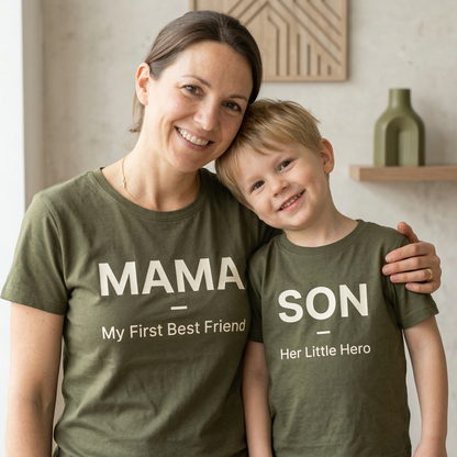 Mama & Son Matching Shirts – My First Best Friend / Her Little Hero – Mom and Son Matching T-Shirts – Mother Son Outfit – Cute Family Matching Gift