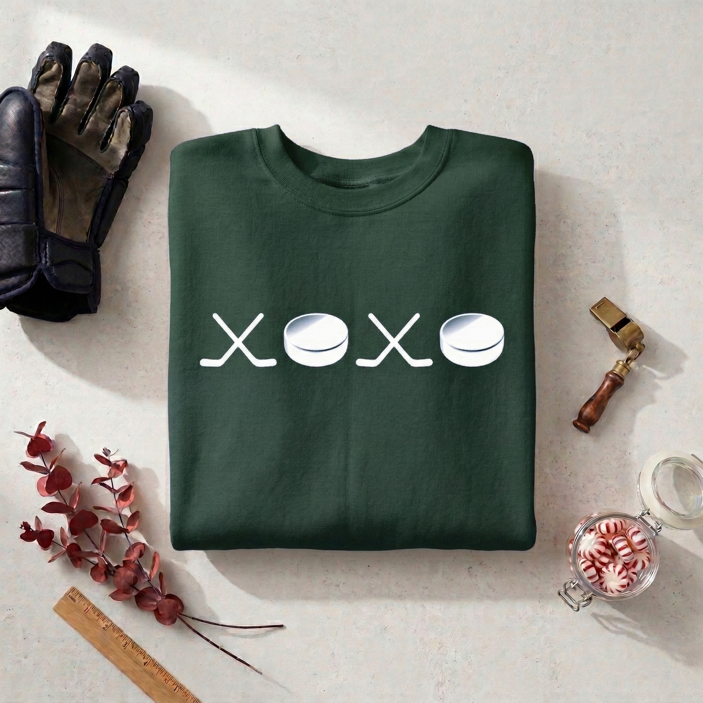 XOXO Hockey Sweatshirt | Preppy Hockey Mom Crewneck | Gameday Apparel Sticks Pucks Pullover
