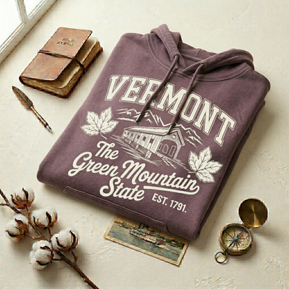 Custom Vermont Hoodie - Vintage Green Mountain State Sweatshirt - Retro VT 1791 Est. Pullover - Personalized Vermont Gift
