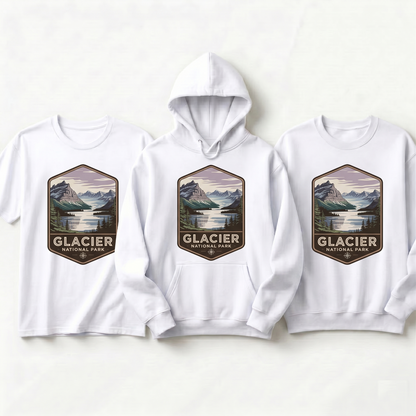 Custom Glacier National Park Shirt, Vintage Glacier Hoodie, Retro Montana Nature Sweatshirt, Personalized Hiking Gift, Mountain Badge Tee