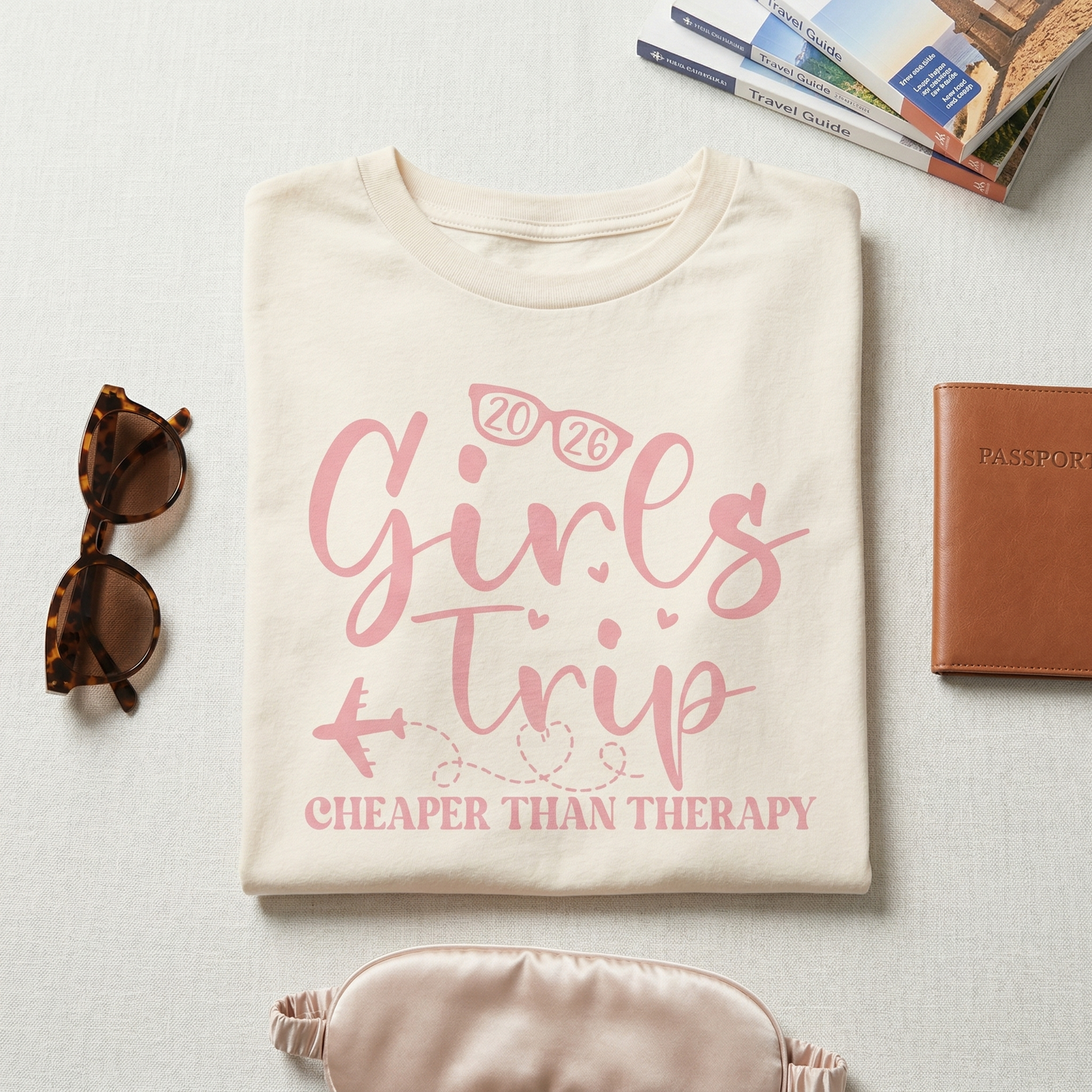 Custom Girls Trip 2026 Shirt, Cheaper Than Therapy Tee, Matching Girls Vacation Shirts,Bachelorette Party Shirt, Personalized Bestie Gift