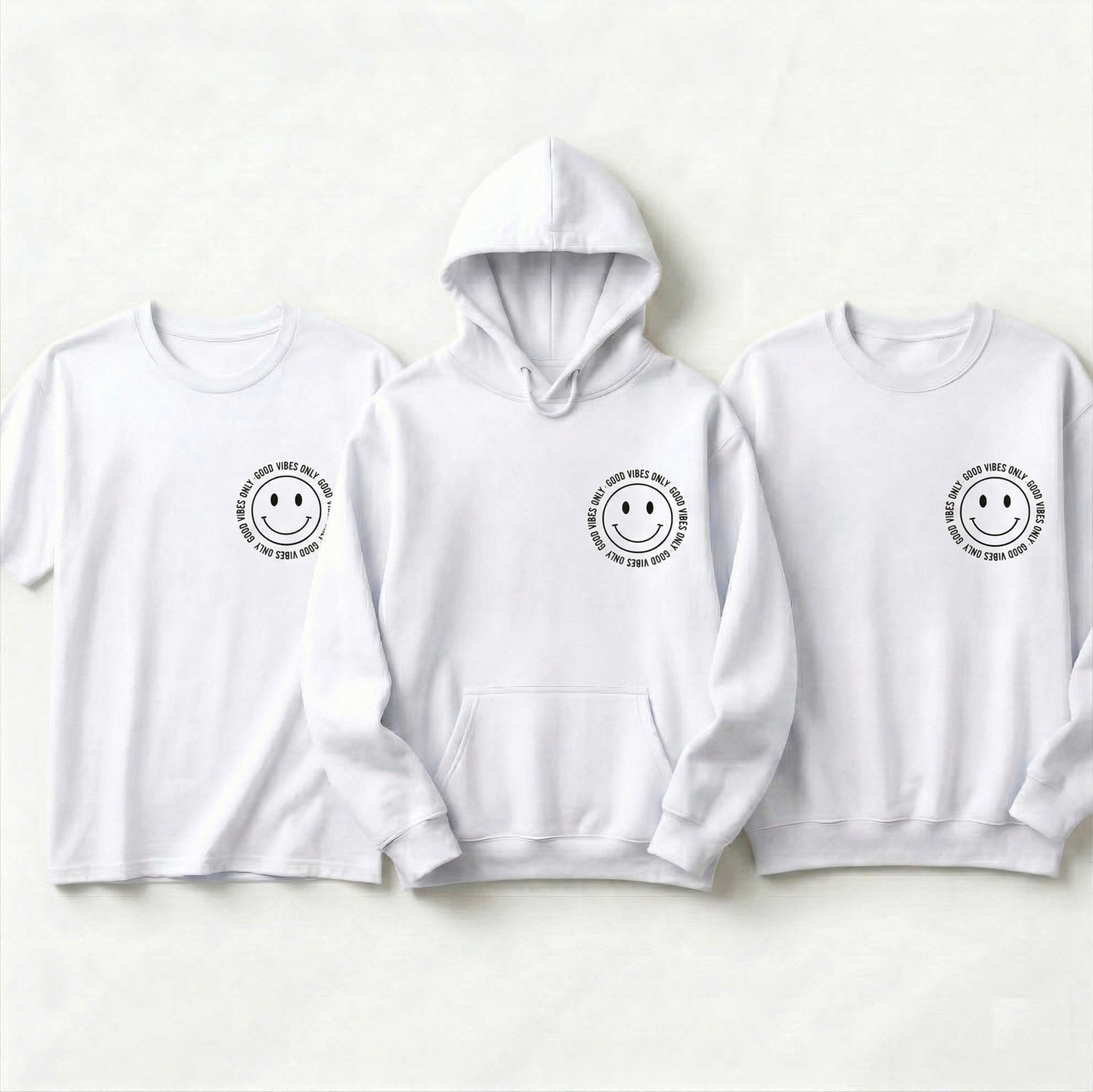 Custom Good Vibes Only Smiley Face Shirt, Retro Aesthetic Hoodie, Personalized Happy Face Sweatshirt, Positivity Gift, Minimalist Tee