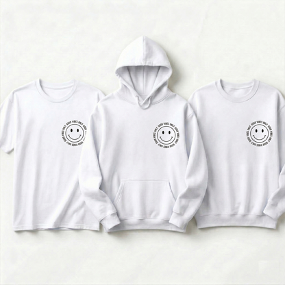 Custom Good Vibes Only Smiley Face Shirt, Retro Aesthetic Hoodie, Personalized Happy Face Sweatshirt, Positivity Gift, Minimalist Tee