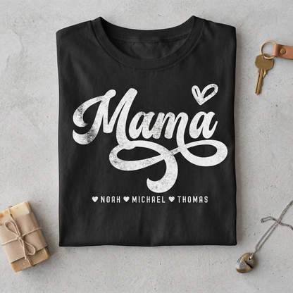 Custom Mama Shirt with Kids Names, Retro Minimalist Mother's Day Gift
