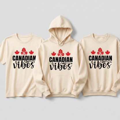 Canadian Vibes Sweatshirt, Custom Maple Leaf Shirt, Personalized Canada Day Hoodie, Matching Family Vacation Tees