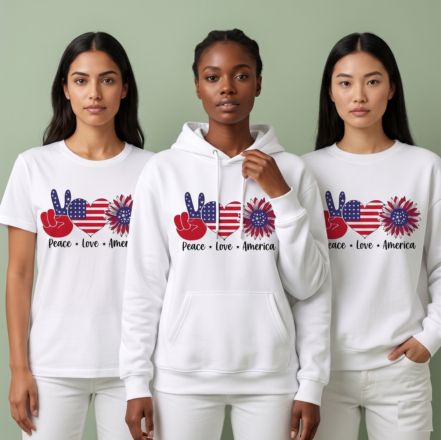 Custom Peace Love America Shirt, Retro Patriotic 4th of July Hoodie, Personalized Independence Day Sweatshirt