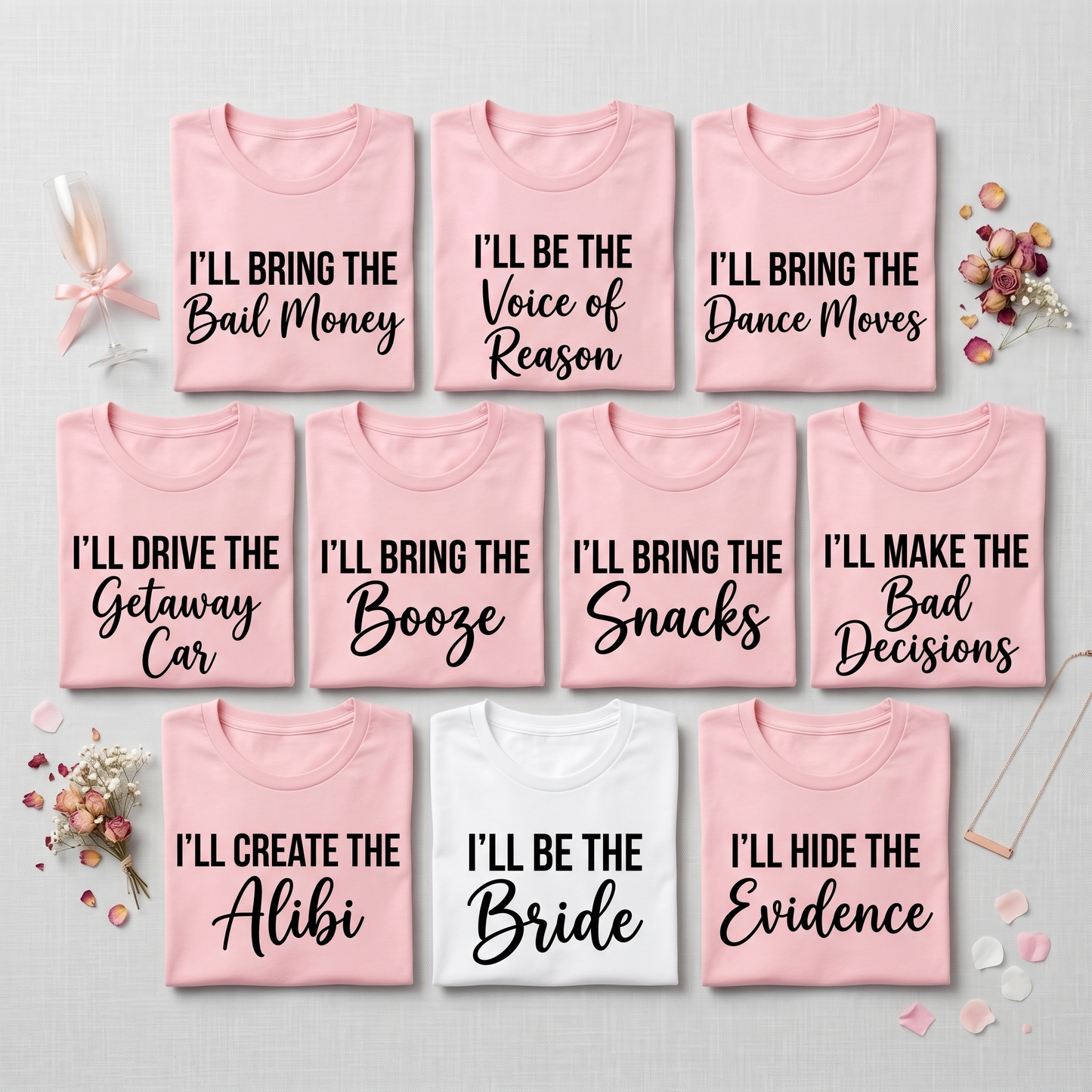 Custom Bachelorette Party Shirts, Funny Bride Squad T-Shirts,Personalized Bridesmaid Gifts, Matching Party Tees, Funny Wedding Party Shirts