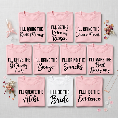 Custom Bachelorette Party Shirts, Funny Bride Squad T-Shirts,Personalized Bridesmaid Gifts, Matching Party Tees, Funny Wedding Party Shirts