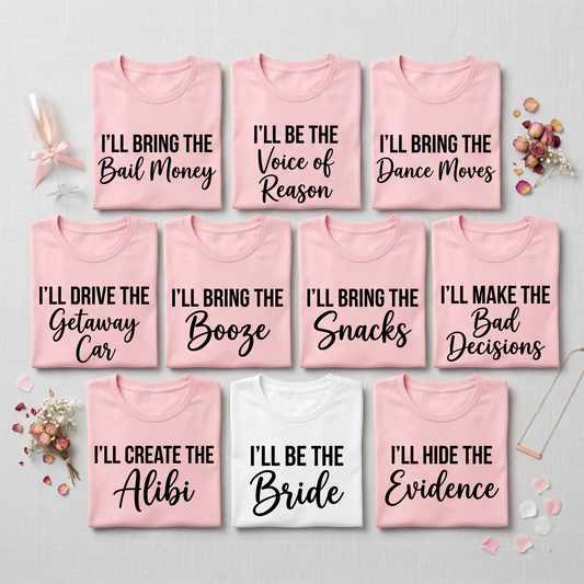 Custom Bachelorette Party Shirts, Funny Bride Squad T-Shirts,Personalized Bridesmaid Gifts, Matching Party Tees, Funny Wedding Party Shirts