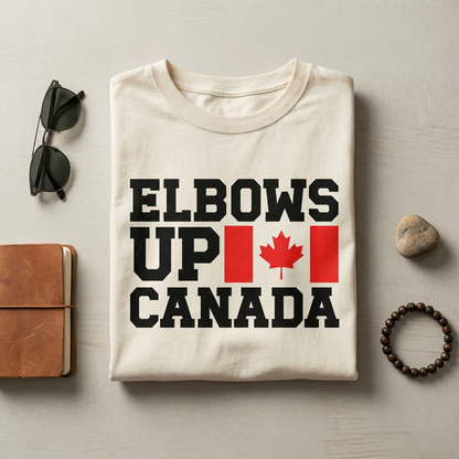 Custom Elbows Up Canada Sweatshirt - Personalized Hockey Fan Crewneck - Canadian Sports Pride Pullover - Custom Team Canada Gift