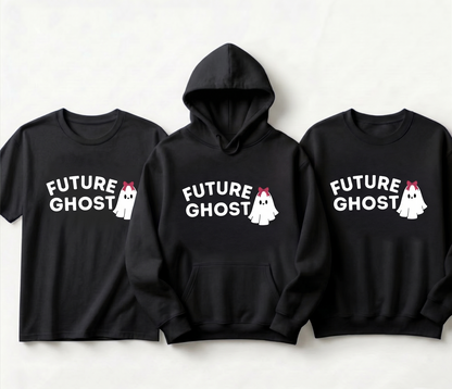 Custom Future Ghost Hoodie, Cute Spooky Sweatshirt, Personalized Halloween Ghost T-Shirt, Dark Humor Shirt, Aesthetic Ghost Bow Crewneck
