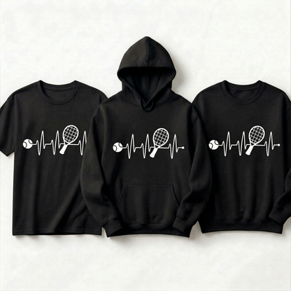 Custom Tennis Heartbeat Shirt, Tennis Hoodie, Personalized Tennis Player Gift, Tennis Team Sweatshirt, Tennis Mom Shirt, Tennis Coach Gift