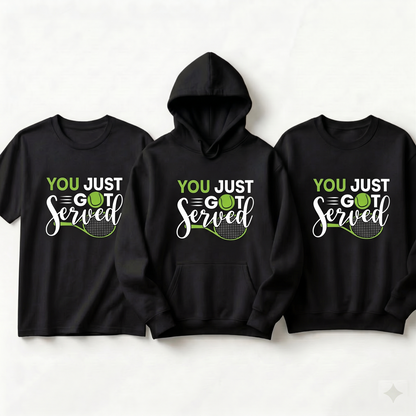 Custom You Just Got Served Tennis Shirt, Personalized Tennis Mom Hoodie, Tennis Player Gift, Game Day Sweatshirt, Customized Tennis Team