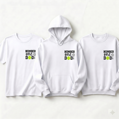 Custom Number One Tennis Dad Hoodie, Personalized Tennis Dad Shirt, Father's Day Tennis Gift, Number 1 Dad Sweatshirt