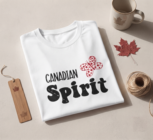 Retro Canadian Spirit Butterfly T-Shirt, Customizable Canada Apparel