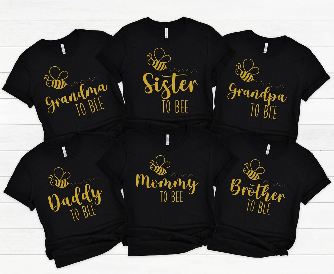 Baby Bee Announcement T-Shirts: Mommy to Bee, Baby Shower, Pregnancy Reveal, Gender Reveal Party matching apparel.