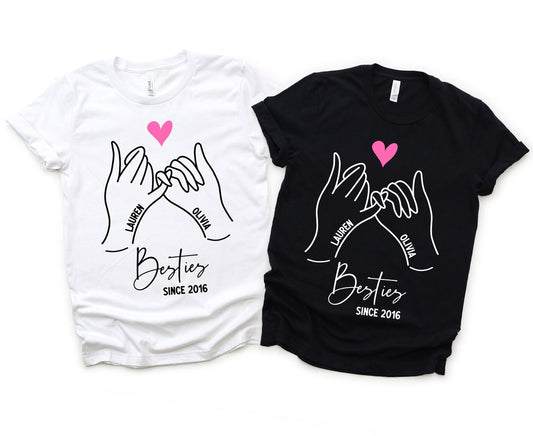 Besties Custom T-Shirt, Pinky Promise BFF tee for girls trip, personalized best friend gift