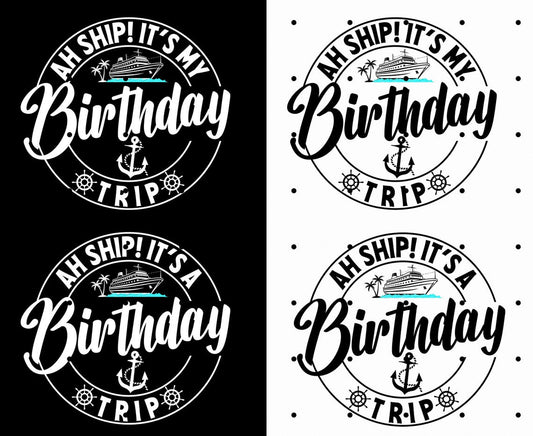 Aw Ship It's A Birthday Trip T-Shirt Bundle | Birthday Cruise Party Shirts | Custom Cruise Trip Tees for Girls Weekend & Birthday Crew