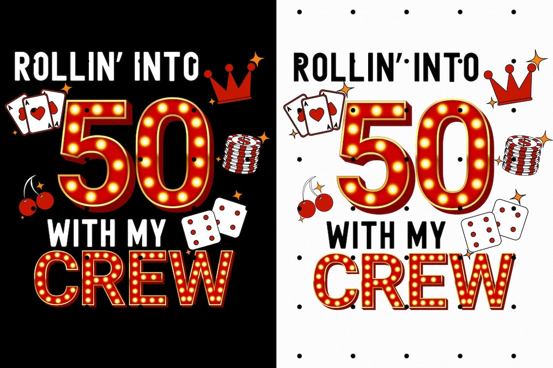 50th Birthday Trip T-Shirts, Las Vegas Birthday Trip Shirts, Cruise Birthday T-Shirts, Casino Themed Birthday Party Shirts, Vegas Birthday Crew Tees