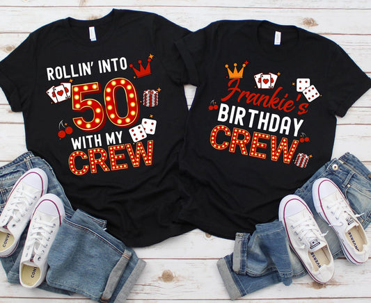 50th Birthday Trip T-Shirts, Las Vegas Birthday Trip Shirts, Cruise Birthday T-Shirts, Casino Themed Birthday Party Shirts, Vegas Birthday Crew Tees