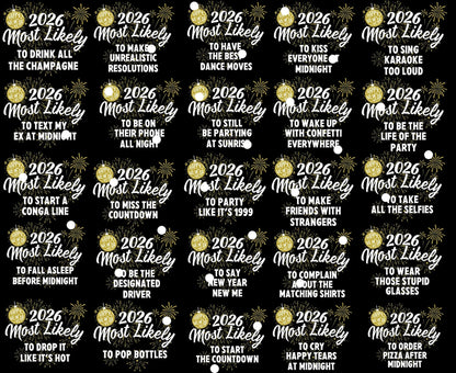 2026 New Year T-Shirt Bundle, Funny Most Likely To Sayings Shirts, Champagne Party Resolution Countdown Apparel, Matching NYE Group Tees