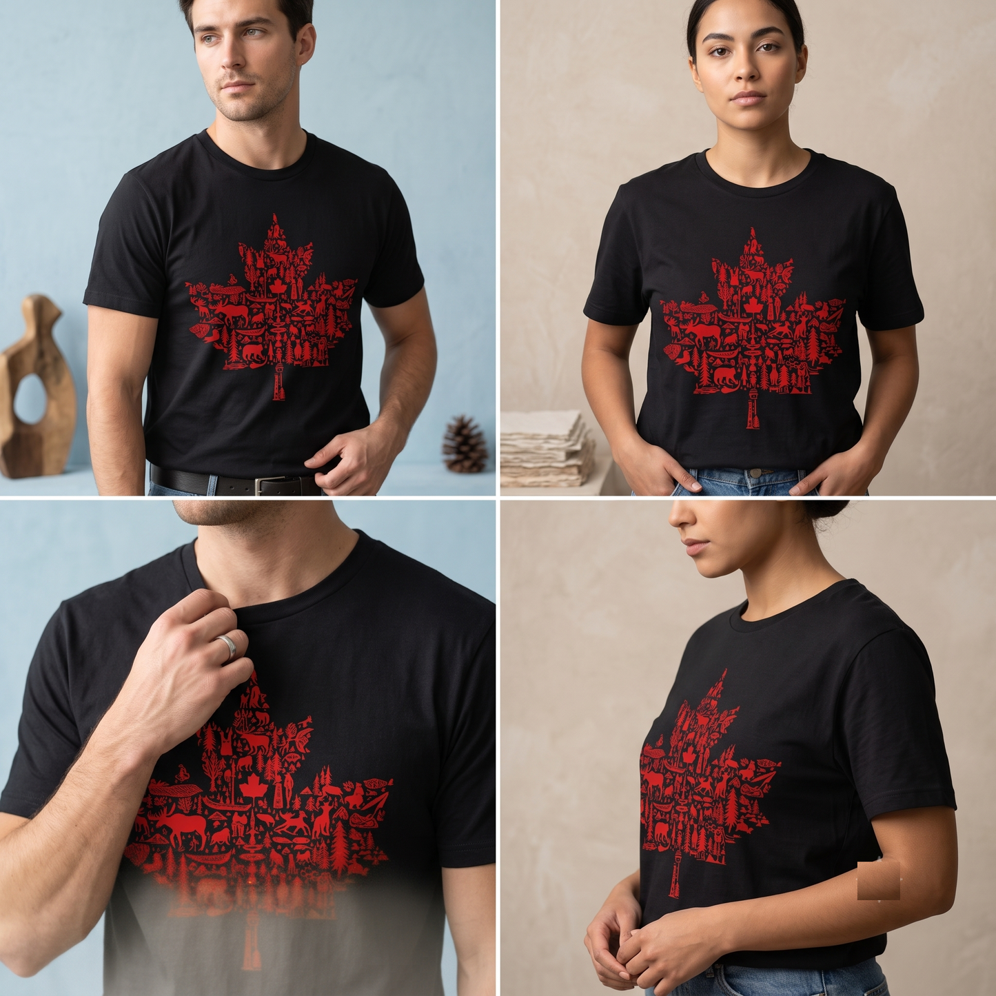 Canada Maple Leaf Wildlife Shirt, Retro Wilderness Crewneck, Customizable Nature Apparel
