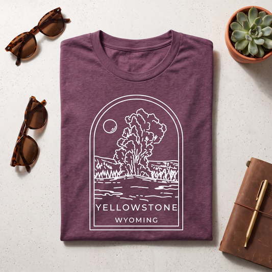 Custom Yellowstone National Park Shirt, Vintage Wyoming Sweatshirt, Minimalist Geyser Hoodie
