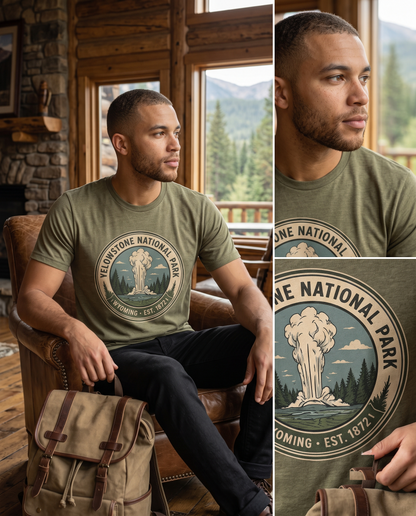 Custom Yellowstone National Park Shirt, Retro Wyoming Sweatshirt, Vintage Geyser Hoodie, Personalized Nature Gift