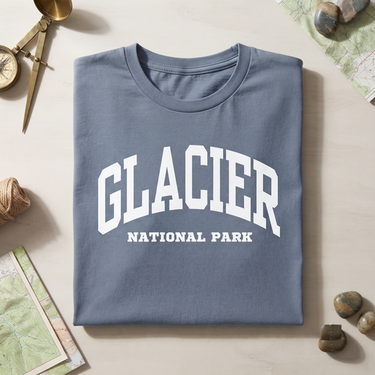 Glacier National Park Shirt, Varsity Glacier T-shirt, Custom Montana Sweatshirt, Glacier Hoodie, Personalized National Park Tee,